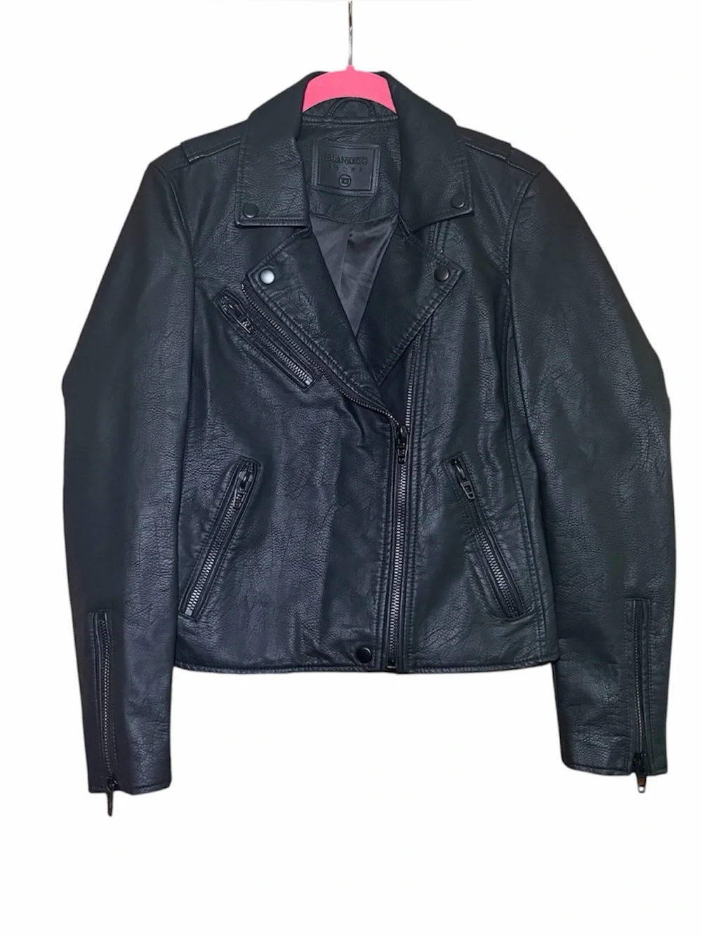 Blank NYC Women Size XS Black Onyx Vegan Leather Moto Jacket Matte Black Zip - Picture 3 of 6